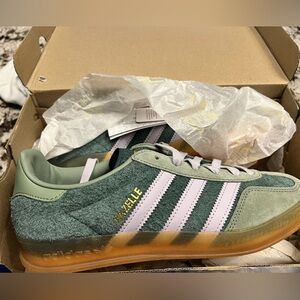 adidas Olive and White Suede Sneakers